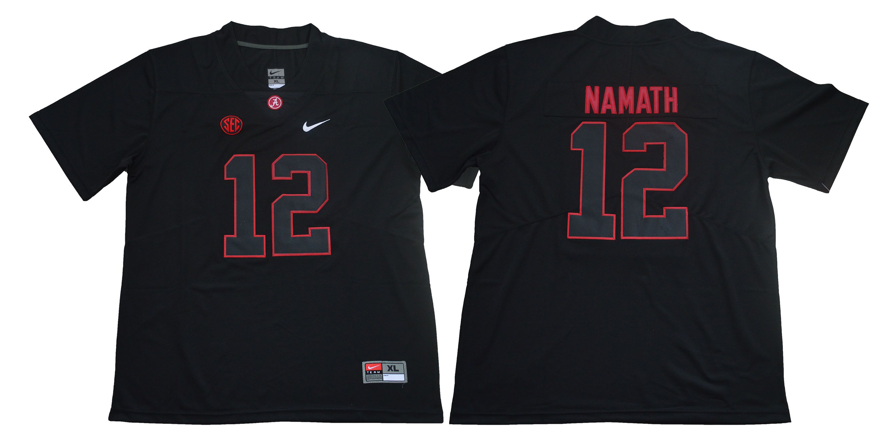 Men Alabama Crimson Tide #12 Namath Black Legendary Edition NCAA Jerseys